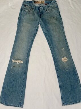 Early 2000s True Vintage Hollister CO Light Wash Blue Denim Jeans Distressed
